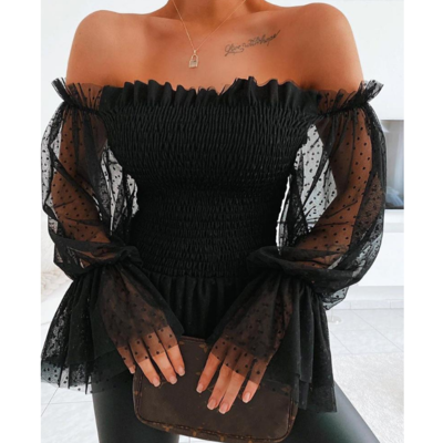 Sweet slim off shoulder long sleeve t-shirt top