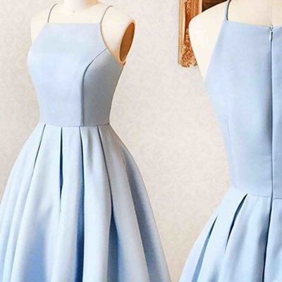 Light blue satin simple short dress,mini dress for teens,12