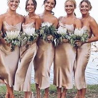 Bridesmaid Dresses 2019 Spaghetti Straps Robe Demoiselle D'honneur Tea-length Dress For Wedding Party Vestido Madrinha,14 - Thumbnail 2