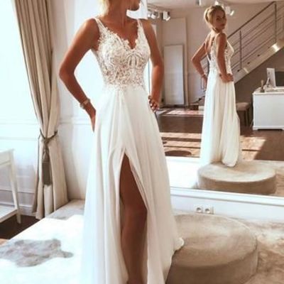 Romantic wedding dress, chiffon wedding dress,a-line wedding dress,v-neck wedding dress,16