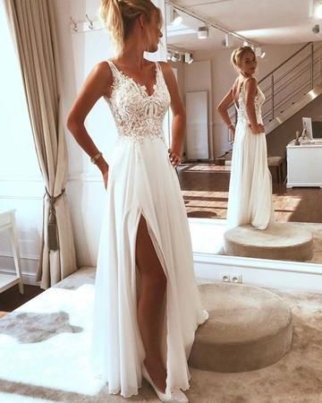 Romantic wedding dress, Chiffon Wedding Dress,A-Line wedding dress,V-Neck Wedding dress,16