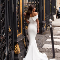 White Ivory Wedding Dresses Boat Neck Wedding Satin Sleeveless 2019 Mariage with Pearls Bridal Dress,25 - Thumbnail 1