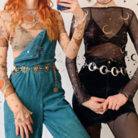 SUN / MOON MESH LONG SLEEVE TOP - Thumbnail 2