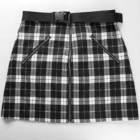 BLACK AND WHITE PLAID ZIPPER SKIRT ( WITH BELT ) - Thumbnail 5