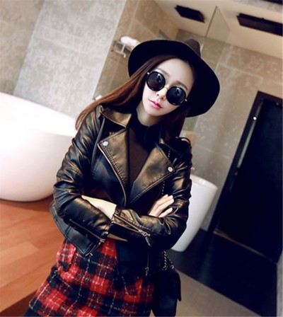 PU Leather Black Women's Jacket