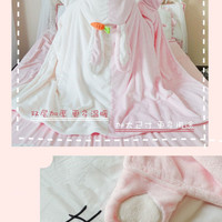 Cute carrot rabbit home cloak lazy blanket lunch break shawl cloak spring and autumn contrast color bear student cartoon blanket - Thumbnail 3