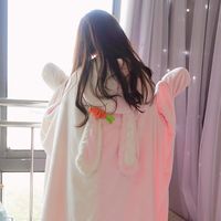 Cute carrot rabbit home cloak lazy blanket lunch break shawl cloak spring and autumn contrast color bear student cartoon blanket - Thumbnail 6