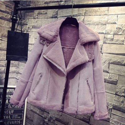 Luxury leather velvet padded faux fur winter jacket coat
