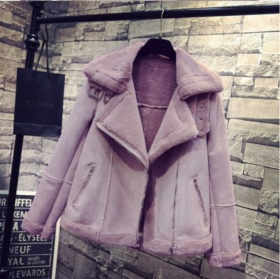 Luxury Leather Velvet Padded Faux Fur Winter Jacket Coat