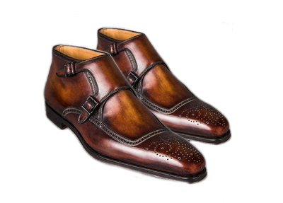 Classic Finishes Dark Brown Leather Oxfords Split Double Monk Strap Christmas Sale Handmade Boot