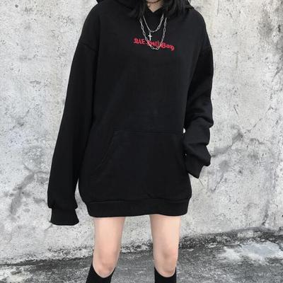 Harajuku black punk devil horns hoodie