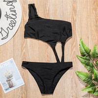 Solid Color One-Piece Sexy Bikini Swimsuit - Thumbnail 1