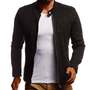 Men's Black Biker casual quilted transition summer velvet stand-up collar faux leather jacket-1