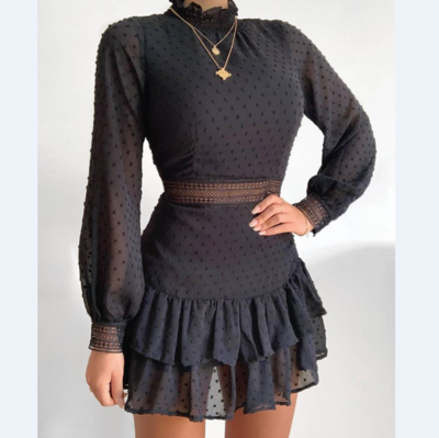 Women'S Sexy Zipper Long Sleeve High Waist Dress