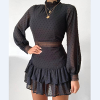 Women'S Sexy Zipper Long Sleeve High Waist Dress - Thumbnail 1