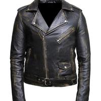Men's Black Rub Off Vintage Shaded Lambskin Leather Jacket with 100% Polyester lining - Thumbnail 4