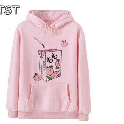 Kawaii peach juice pink and white hoodies