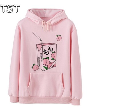 Kawaii Peach Juice Pink and White Hoodies