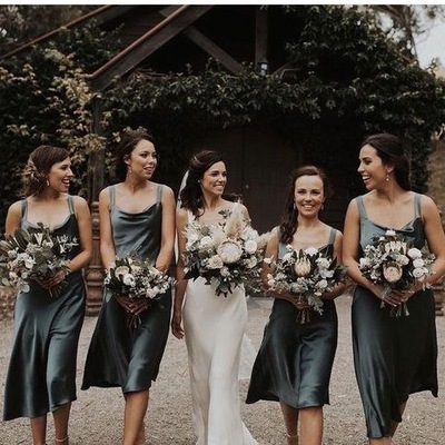 Straps Tea Length Bridesmaid Dresses for Wedding Party