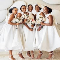 Ankle Length Bridesmaid Dresses with Appliques - Thumbnail 1