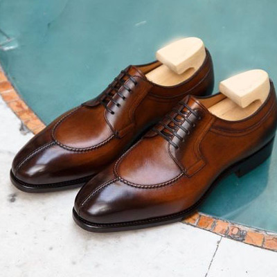 Classic christmas two tone shoes collection, chocolatey contrast split toe design lace up handmade shoes - Thumbnail 5