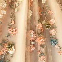 Romantic Flowers Slit Prom Dresses Champagne Bead A-line Evening Gowns,29 - Thumbnail 2