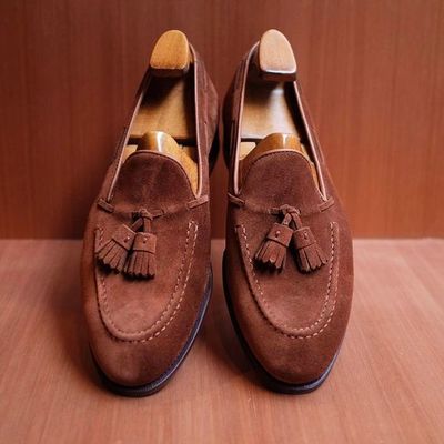 Handmade brown tassels loafer slips on casual wear christmas shoes - Thumbnail 5
