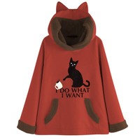 I Do What I Want Cute Cat Sweatshirt Hoodies - Thumbnail 2