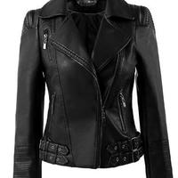 Womens Motorcycle Moto Biker Black Missy Regular Slim Fit stylish Lambskin Leather Jacket for Ladies - Thumbnail 4
