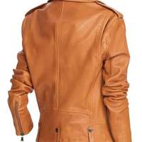 Women's Moto Tan Motoevo Biker Design slimfit Lambskin Leather Jacket with 100% Polyester lining - Thumbnail 1