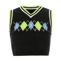 Free Shipping-90s ARGYLE VEST - Thumbnail 2