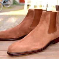 Classic Handmade Camel Brown Suede Ankle High Chelsea Adult Boot,Formal Wear Boot For Men - Thumbnail 1
