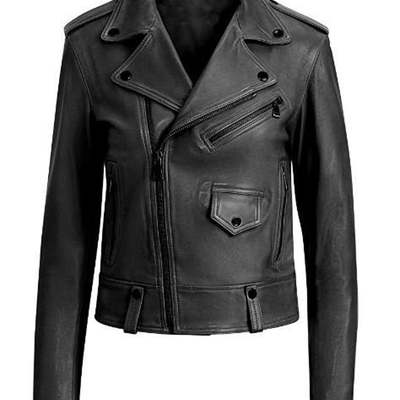 Women's moto black motoevo biker design slimfit lambskin leather jacket with 100% polyester lining
