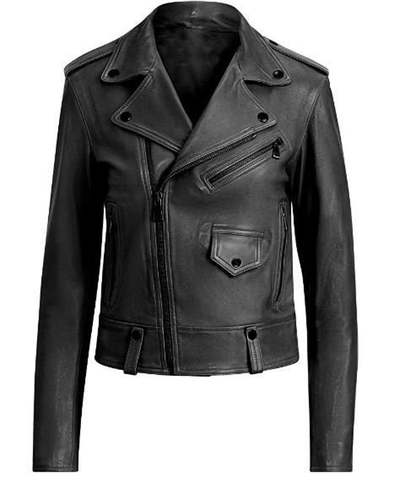 Women's Moto Black Motoevo Biker Design slimfit Lambskin Leather Jacket with 100% Polyester lining