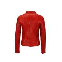 Women's Red biker Moto Lambskin Leather Jacket with 100% Polyester lining - Thumbnail 1