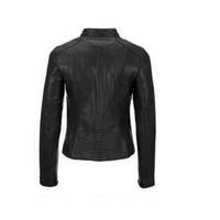 Women's Black biker Moto Lambskin Leather Jacket with 100% Polyester lining - Thumbnail 1