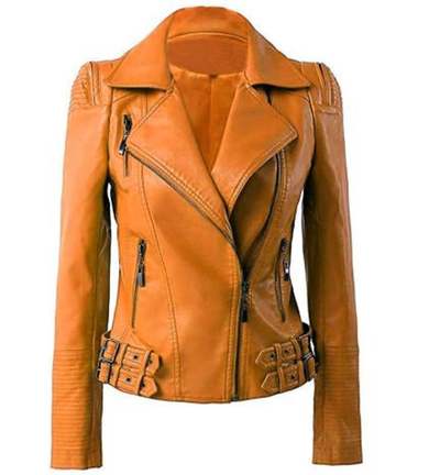 Womens Motorcycle Moto Biker Tan Missy Regular Slim Fit stylish Lambskin Leather Jacket for Ladies