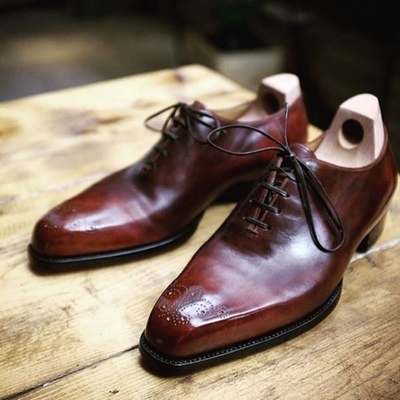 Best dark brown leather brogue christmas bespoke shoes,handmade formal lace up office shoes - Thumbnail 5