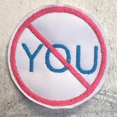 Not you embroidered patch (pink/blue)