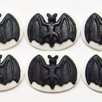 6 of 25x18 mm Horizontal Single Large Bat Cameo Black over White, Spooky Vampires - Thumbnail 2