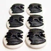 6 of 25x18 mm Horizontal Single Large Bat Cameo Black over White, Spooky Vampires - Thumbnail 3