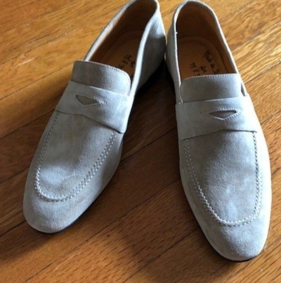 New Decent Grey Loafer Suede Handmade Formal Shoes