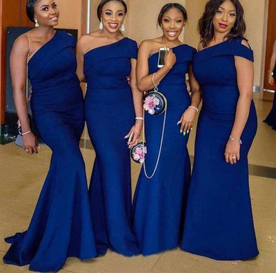 Royal Blue Mermaid Bridesmaid Dresses One Shoulder