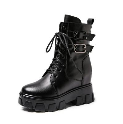 Martin Boots Women's 2020 Autumn And winter New Leather Boots Casual inner Heightening Short Boots Women's Thick-soled High-heeled Women's Boots G5750