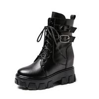 Martin Boots Women's 2020 Autumn And winter New Leather Boots Casual inner Heightening Short Boots Women's Thick-soled High-heeled Women's Boots G5750 - Thumbnail 4