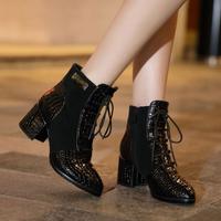 Martin Boots Women's Short Boots New Style Cowhide Thick Heel Single Boots High Heel Women's Boots F6750 - Thumbnail 1