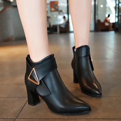 New style boots korean ladies shoes side zipper super high heels thick heel pointed toe g8510