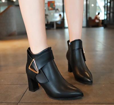 New Style Boots Korean Ladies Shoes Side Zipper Super High Heels Thick Heel Pointed Toe G8510