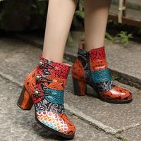 Women's Shoes 2020 Autumn And Winter New Retro Leather Fashion Women's Boots Personality High Heel Boots F6750 - Thumbnail 2