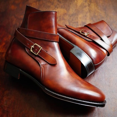 Mens new brown leather fancy ankle jodhpurs formal boot - Thumbnail 2